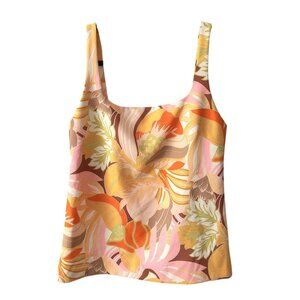 Zara Yellow Multicolor Floral Square Neck Sleeveless Top S